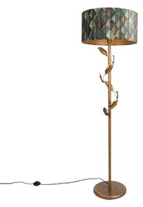 Lampada da terra oro con paralume a forma di foglia e interno dorato 50cm - Linden