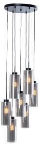 Lampadario Art Déco nero con vetro fumé a 7 luci - Laura