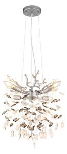 Globo 64138HS - Lampadario sospeso a cavo QUEENA 4xE14/40W/230V, finitura argento