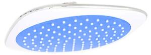 Soffione doccia angolare 20x20 cm, blu, bianco e cromato, Sanlingo