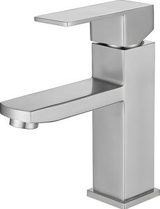 INF Rubinetto per bagno spazzolato, rubinetto per lavabo a foro singolo D'argento