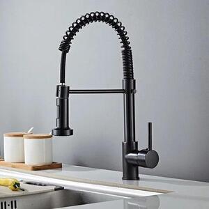 Rubinetto da cucina – Miscelatore girevole a 360 gradi con doccetta estraibile per il piano di lavoro, combinazione acqua calda e fredda