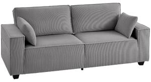 HOMCOM Divano Moderno 3 posti con braccioli larghi e 2 cuscini, 218x79x91 cm, Grigio Chiaro | Aosom Italy