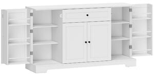 HOMCOM Buffet da cucina con cassetto e 4 ante a chiusura soft, Mobile contenitore con porta-rack e ripiani regolabili, 140x40x80 cm, Bianco | Aosom Italy