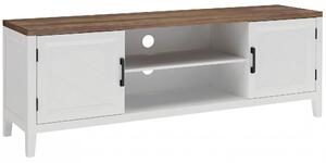 HOMCOM Mobile TV con 2 ante e 2 scomparti aperti fino a 106,7 cm, 140x35x51 cm, bianco e marrone | Aosom Italy