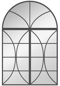 HOMCOM Specchio ad arco da parete, tipo vetrata a forma di finestra e vetro temperato e metallo, 80x120 cm, Nero | Aosom Italy