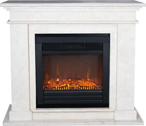 Caminetto elettrico Xaralyn - Kos ELU-SWP - pietra naturale lucidata bianca - riscaldamento 1400 watt - con telecomando - caminetto da incasso incluso - caminetto decorativo
