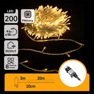 Aigostar - Catena LED da esterno 200xLED/8 funzioni 23m IP44 bianco caldo