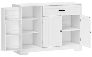HOMCOM Credenza cucina con cassetto e ripiani regolabili, 3 ante a chiusura ammortizzata e porta-rack, 110x40x80 cm, Bianco | Aosom Italy