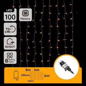 Aigostar - Catena LED natalizia da esterno 100xLED/8 funzioni 4x1m IP44 bianco caldo