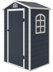 Outsunny Casetta da Giardino Porta Attrezzi in Plastica, 134x104x204 cm, Grigio