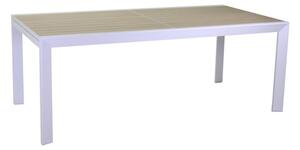 Tavolo alluminio cleveland bianco opacoall. top effetto legno cm200/300x100h75