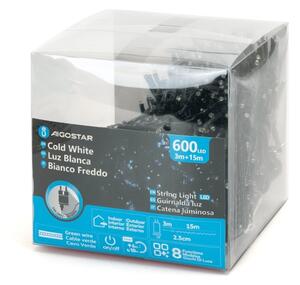 Aigostar - Catena LED natalizia da esterno 600xLED/8 funzioni 18m IP44 bianco freddo