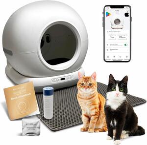 Lettaia autopulente SYBILPET – Lettiera automatica per gatti con controllo tramite app, sistema anti-odore e capacità di 72 litri