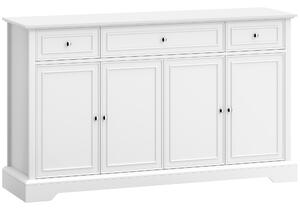 HOMCOM Buffet da cucina con 3 cassetti, 4 ante a chiusura ammortizzata e ripiani regolabili, 136x38x80 cm, bianco | Aosom Italy