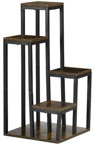 Outsunny Scaffale Porta Piante a 4 Livelli, 40x40x81 cm, per Interni Esterni, Giardino Balcone, Marrone Rustico | Aosom Italy