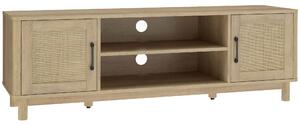 HOMCOM Mobile per televisori con 2 ante in rattan e 2 scomparti aperti, 135x39x45 cm, rovere | Aosom Italy