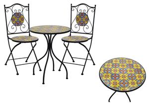 Tavolo metallo mosaico catania tondo con 2 sedie cmø60h75