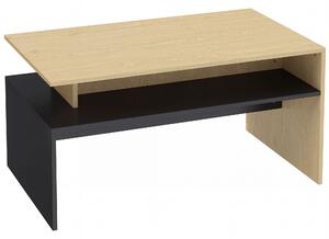 HOMCOM Tavolino Moderno da salotto a Livelli Sfalsati con Ripiano Portaoggetti, 95x55x50 cm, Legno Naturale e Nero | Aosom Italy
