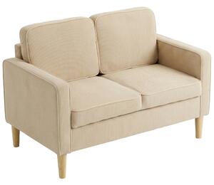 HOMCOM Divano Moderno 2 posti con con 2 cuscini e vano piedi, 117x63x79 cm, Beige | Aosom Italy
