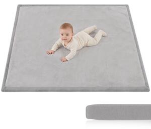 AIYAPLAY Tappeto per Bambini in Schiuma e Flanella Antiscivolo, 127x127 cm, Grigio Chiaro | Aosom Italy