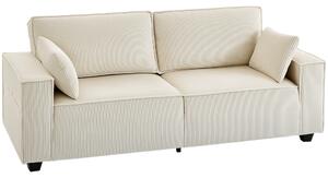HOMCOM Divano Moderno 3 posti con braccioli larghi e 2 cuscini per salotto, 218x79x91 cm, beige | Aosom Italy