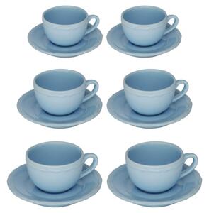 Tazzina caffe' set 6 pezzi juliet azzurro pastello c/piattino cmø7,5h5