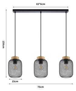 Brilagi - Lampadario a sospensione su cavo BASKLITE 3xE27/15W/230V legno/nero