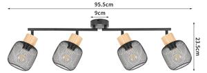 Brilagi - Plafoniera con 4 faretti BASKLITE 4xE27/15W/230V legno/nero