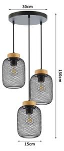 Brilagi - Lampadario a sospensione con cavo BASKLITE 3xE27/15W/230V legno/nero
