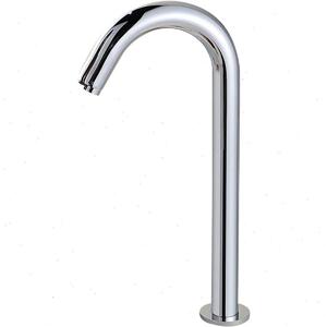 Rubinetto con sensore senza contatto - Rubinetto per lavabo - Solo acqua fredda - Sensore a infrarossi - Ottone - Montaggio a incasso su piano - Alimentazione a 4 batterie AA - Attacco G1/2 - Argento