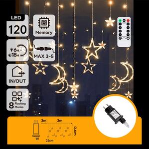 Aigostar - Catena luminosa LED natalizia da esterno 120xLED/6W/230V/8 funzioni 3x0,6m IP44 bianco caldo con telecomando