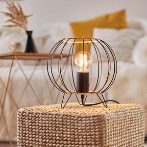 BRILLANTE lampada da tavolo SILEMIA | lampada da tavolo in nero opaco con dettagli in rattan | attacco E27 max. 52W | metallo/rattan