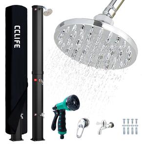 CCLIFE Doccia solare da 40 litri, nera - Doccia solare da giardino, doccia da piscina, doccia da esterno, doccia da piscina e da giardino, Colore: Nero