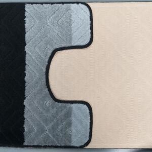 Tappeto da bagno in due pezzi nero e grigio 50 cm x 80 cm + 40 cm x 50 cm