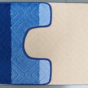 Tappeto da bagno in due pezzi di colore blu 50 cm x 80 cm + 40 cm x 50 cm