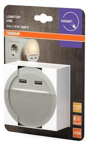 Osram - Lampada notturna LED da spina con sensore LUNETTA 2xUSB LED/13W/230V
