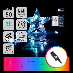 Aigostar - LED RGBICW Catena luminosa da esterno 50xLED/10W/230V 5m IP44 + telecomando