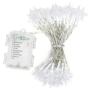 Aigostar - Catena luminosa LED da esterno 50 LED/8 funzioni, 3 batterie AA, 5 m, IP44, bianco freddo
