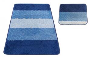 Set da bagno di due tappetini di colore blu 50 cm x 80 cm + 40 cm x 50 cm