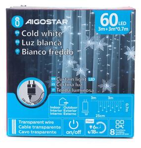 Aigostar - Catena luminosa natalizia a LED per esterni 120xLED/6W/230V/8 funzioni 3x0,7m IP44 bianco freddo+telecomando