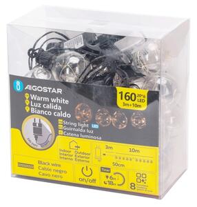 Aigostar - Catena luminosa decorativa LED da esterno 160xLED/3,6W/230V 10m IP44 bianco caldo