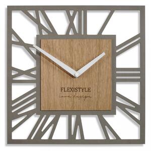 Orologio da parete in legno quadrato di colore grigio