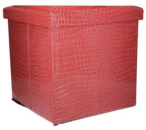 Puff ecopelle rosso quadro pieghevole cm30x30h30