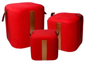 Puff contenitore velluto 1-3 rosso cm39x39h43