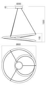 Redo 01-3377 - Lampadario a sospensione dimmerabile su cavo STORM LED/60W/230V dorato