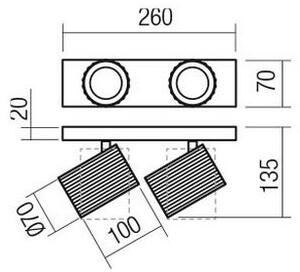 Redo 01-3403 - Faretto DELPHI 2x GU10/7W/230V, nero