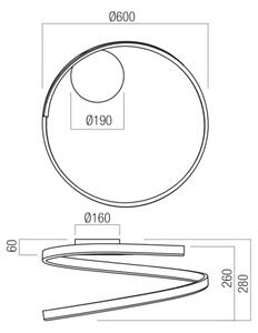 Redo 01-4011 - Plafoniera LED dimmerabile a soffitto SCROLL LED/38W/230V, dorata