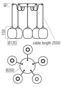 Redo 01-3487 -LED Lampadario dimmerabile su cavo KHADI 5xLED/5,2W/230V nero/fumé