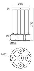 Redo 01-3488 - LED dimmerabile lampada a sospensione su cavo KHADI 5xLED/5,2W/230V nero/fumé